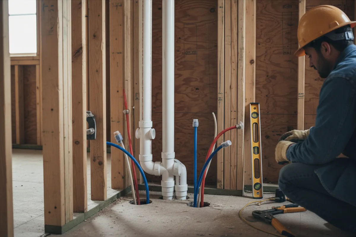 Drain and supply rough-in during Toilet Repair and Installation in Adamstown