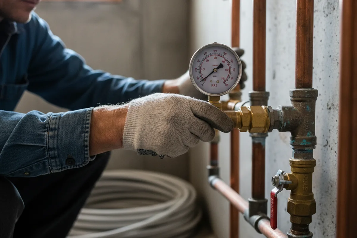Pressure testing a repaired line during Water Line Repair in Adamstown